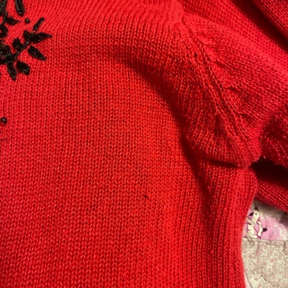 Kathie Lee Vintage Sweater Women’s S, RED & BLACK zip, peeling & stitching loss - Picture 11 of 12